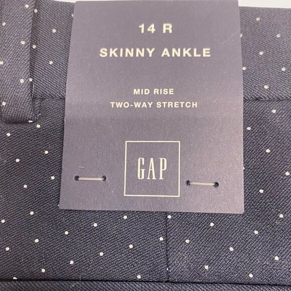 Gap Skinny Ankle size 14 Navy White Dot Pant NEW - Picture 3 of 9